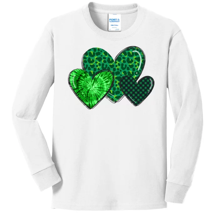 St Patricks Day Festive Heart Kids Long Sleeve Shirt