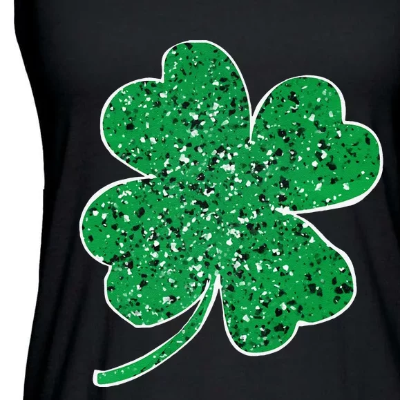 Saint Patrick's Day Shamrock Leopard Clover Green Ladies Essential Flowy Tank