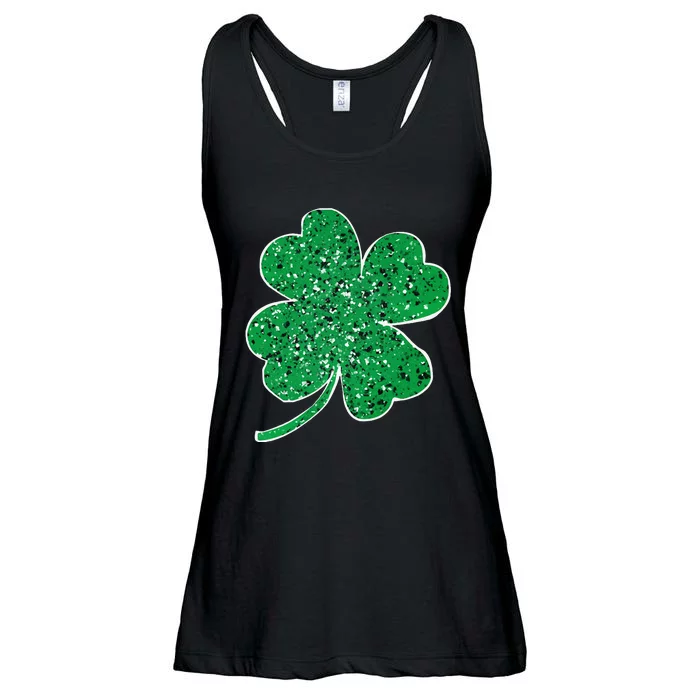 Saint Patrick's Day Shamrock Leopard Clover Green Ladies Essential Flowy Tank