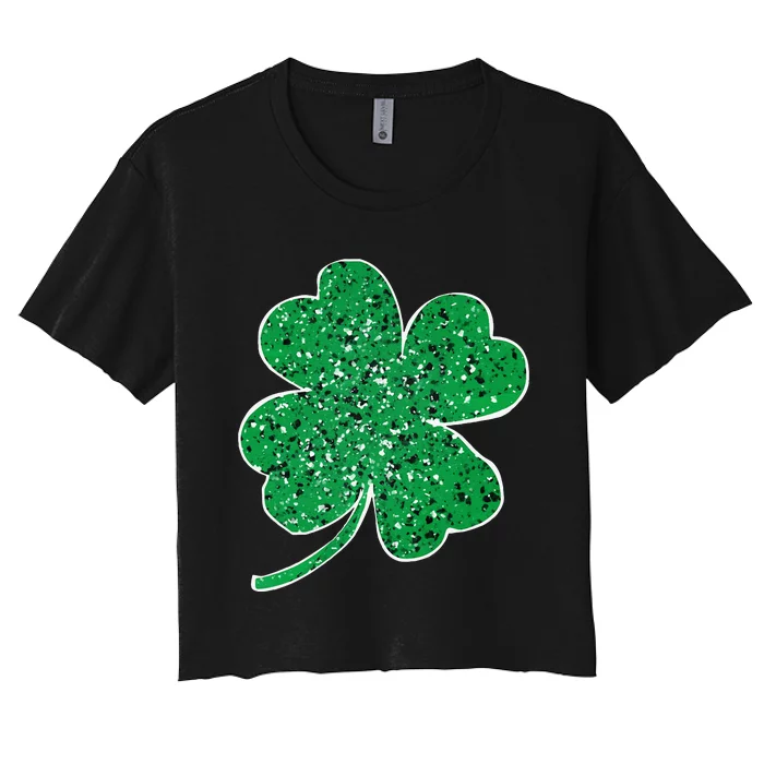 Saint Patrick's Day Shamrock Leopard Clover Green Women's Crop Top Tee