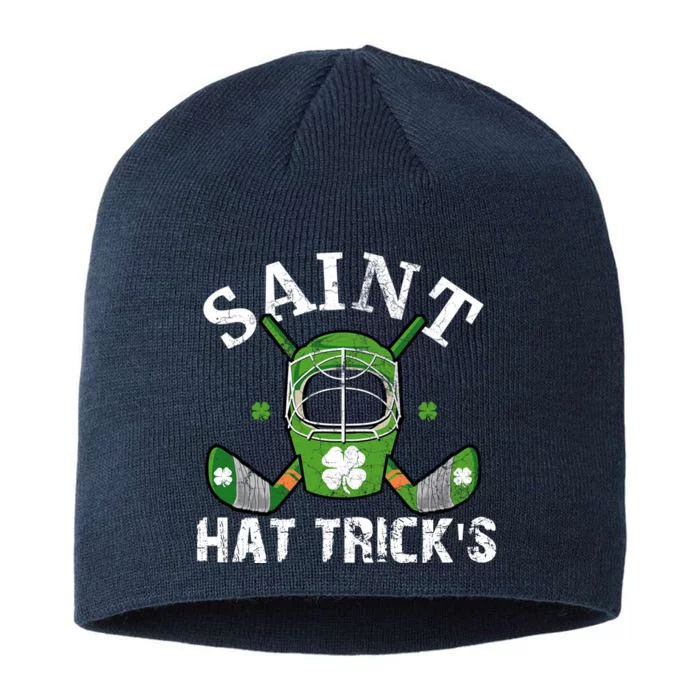 Saint PatrickS Day Ice Hockey Player Stick Mask Gift 8 1/2in Sustainable Knit Beanie