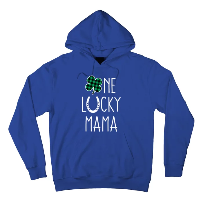 St Patricks Day Mom One Lucky Mama Buffalo Plaid Clover Gift Hoodie