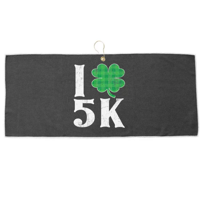 St Patricks Day Running Buffalo Plaid I Shamrock Love 5K Large Microfiber Waffle Golf Towel