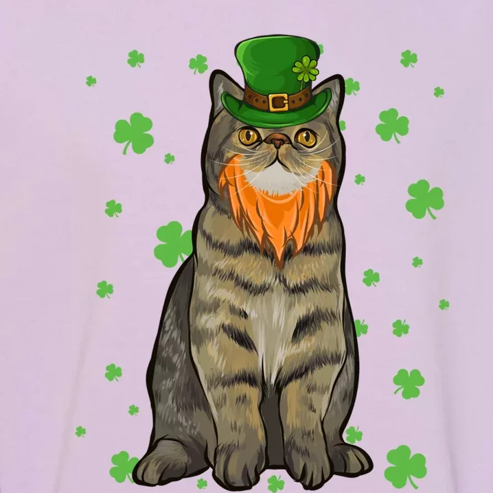 St Patricks Day Exotic Shorthair Cat Shamrock Gift Garment-Dyed Sweatshirt