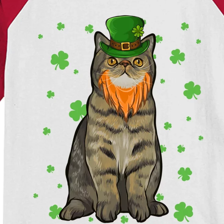 St Patricks Day Exotic Shorthair Cat Shamrock Gift Kids Colorblock Raglan Jersey