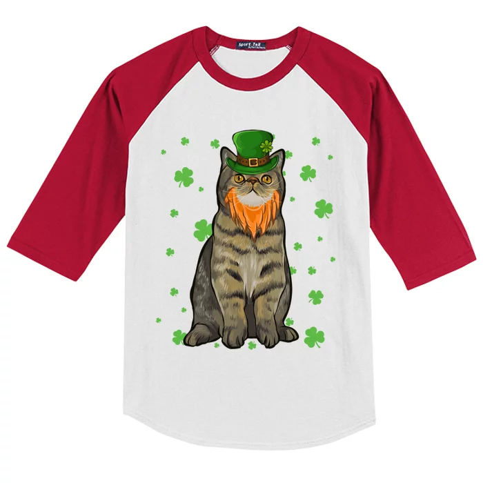 St Patricks Day Exotic Shorthair Cat Shamrock Gift Kids Colorblock Raglan Jersey