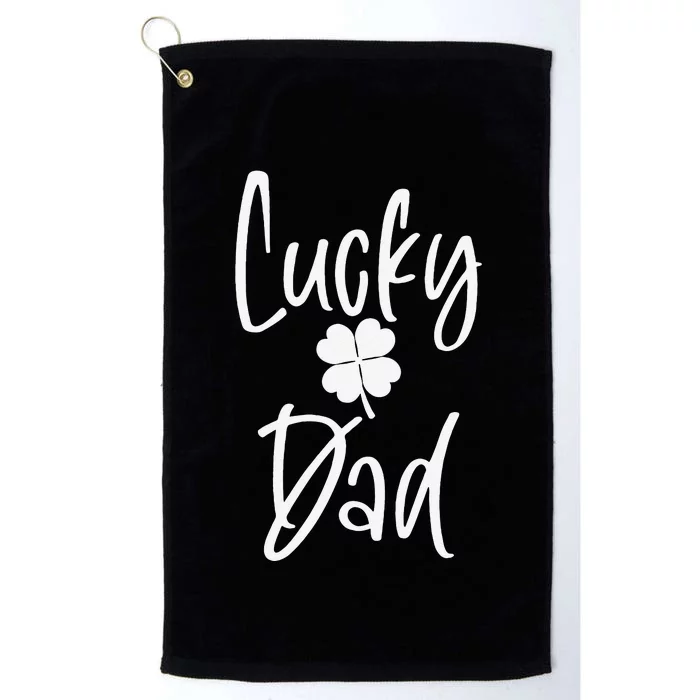 Saint Patrick's Day Shamrock Lucky Dad Father's Day Platinum Collection Golf Towel