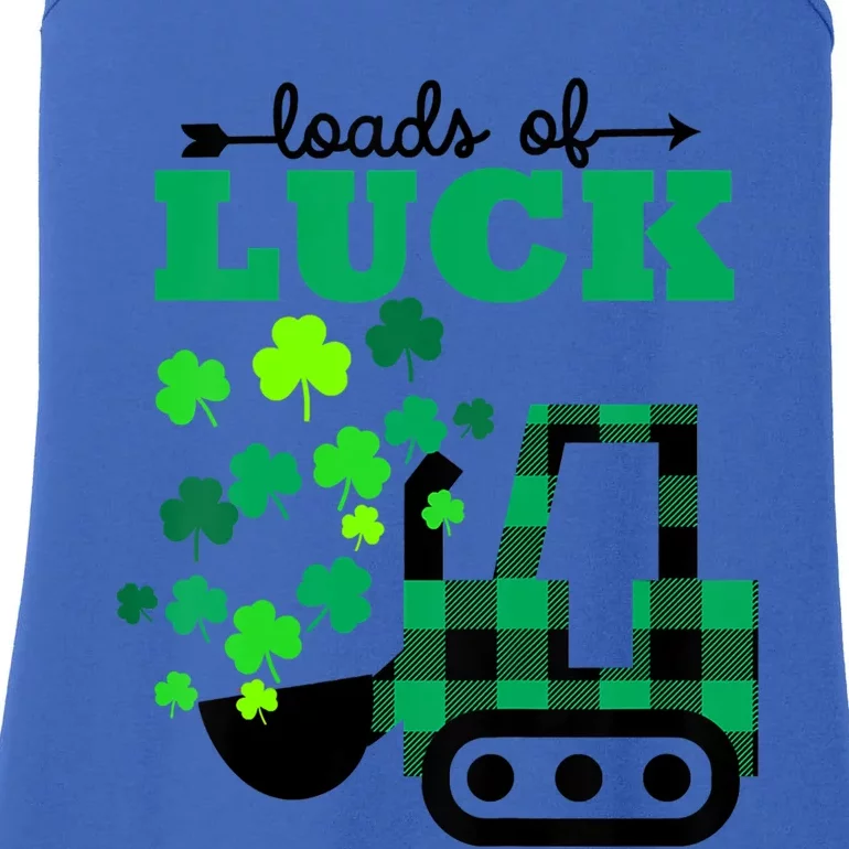 St Patricks Day Funny Truck Loads Of Luck Buffalo Plaid Gift Ladies Essential Tank