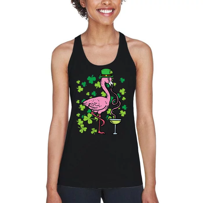 St Patricks Day Irish Flamingo Saint Pattys Paddys Wo Women's Racerback Tank