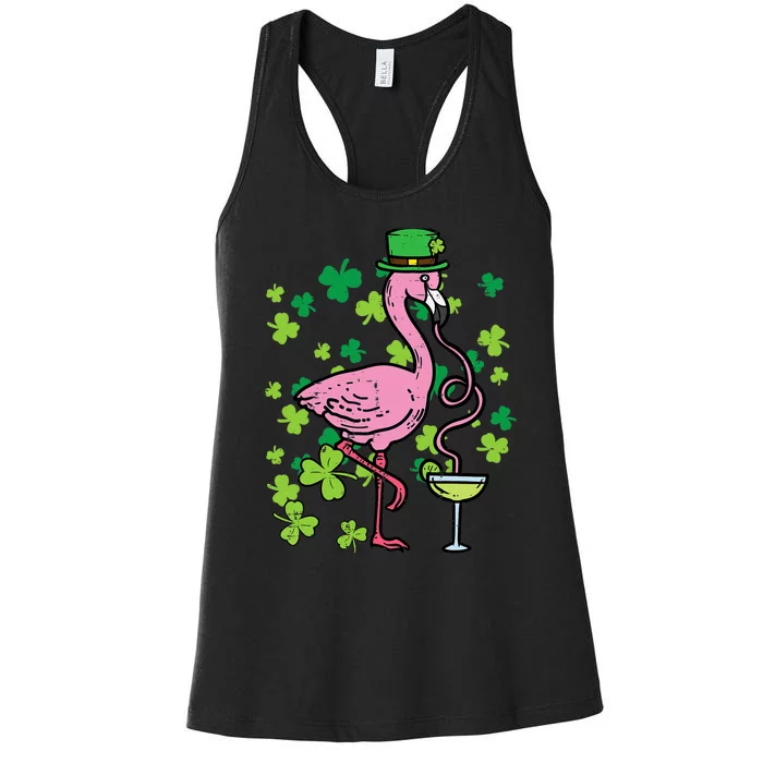 St Patricks Day Irish Flamingo Saint Pattys Paddys Wo Women's Racerback Tank