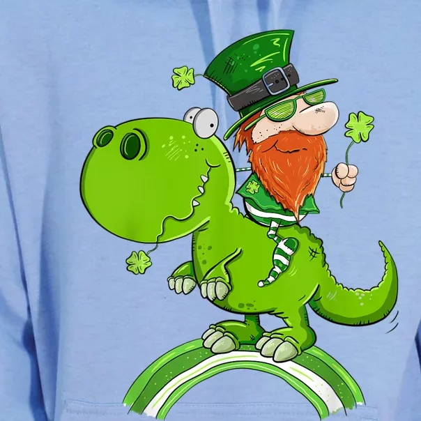 St. Patricks Day Leprechaun Riding A Dinosaur Shamrock Unisex Surf Hoodie