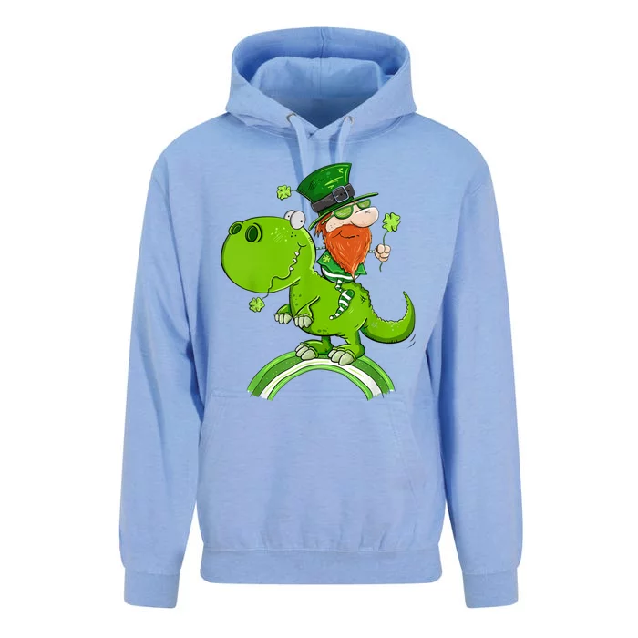 St. Patricks Day Leprechaun Riding A Dinosaur Shamrock Unisex Surf Hoodie