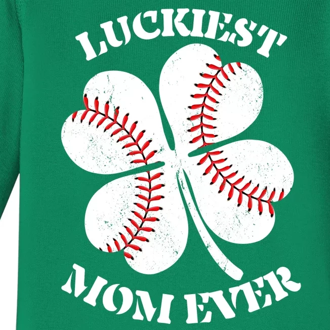 St Patrick's Day Shamrock Luckiest Mom Ever Irish Saint Paddy's Baby Long Sleeve Bodysuit