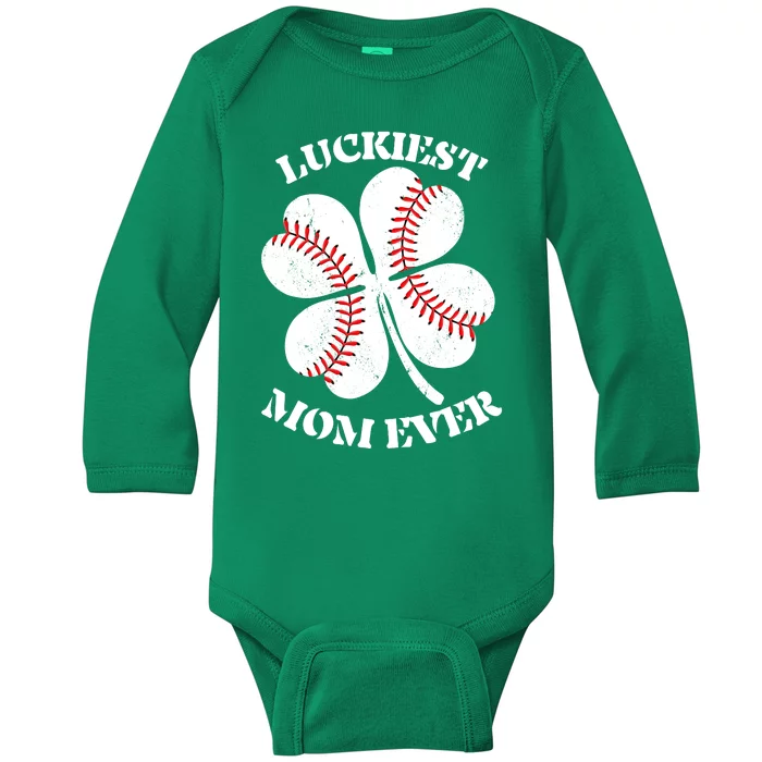 St Patrick's Day Shamrock Luckiest Mom Ever Irish Saint Paddy's Baby Long Sleeve Bodysuit