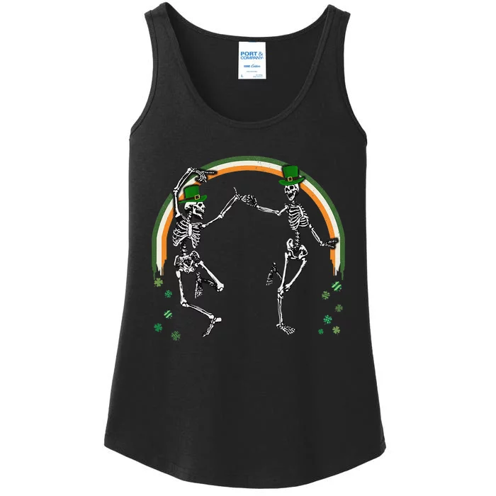 St Patrick's Day Skeleton Dancing Skeletons Ladies Essential Tank