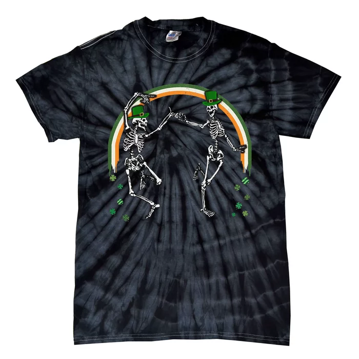 St Patrick's Day Skeleton Dancing Skeletons Tie-Dye T-Shirt