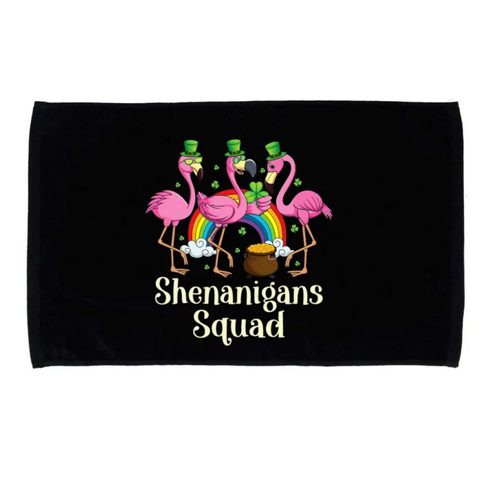 St Patrick's Day Shenanigan Squad Leprechaun Irish Flamingo Microfiber Hand Towel