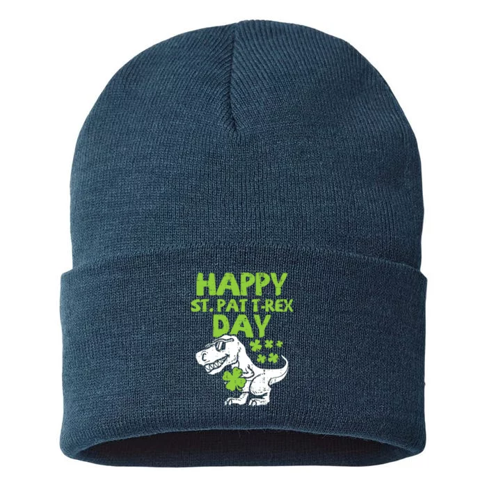 St Patricks Day Shirts Happy St Pat Trex Day Dino Gift Sustainable Knit Beanie