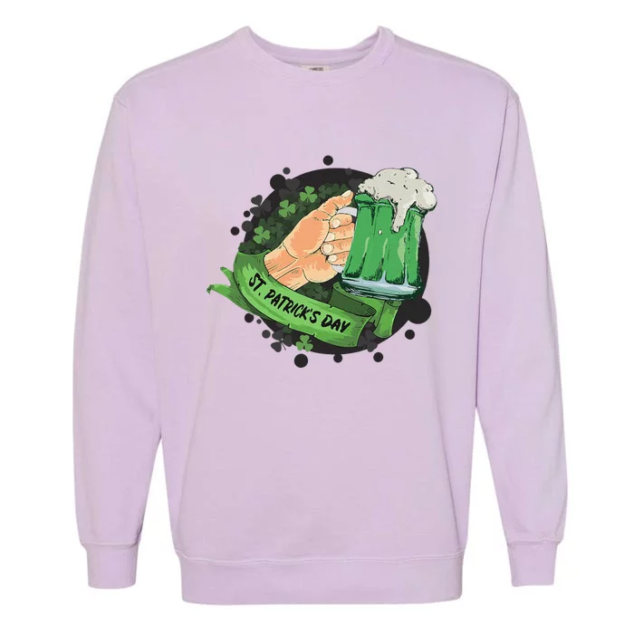 St. Patrick's Day Green Beer Drinking Garment-Dyed Sweatshirt