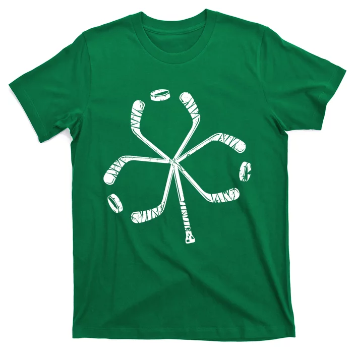 St Patricks Day Hockey Shamrock Vintage Stick Saint Paddy's T-Shirt