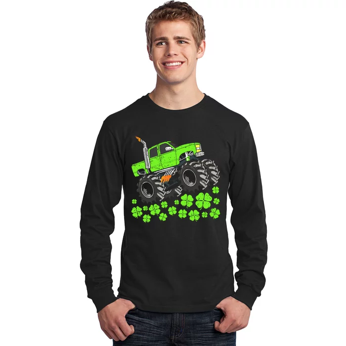 St Patricks Day Lucky Monster Truck Long Sleeve Shirt