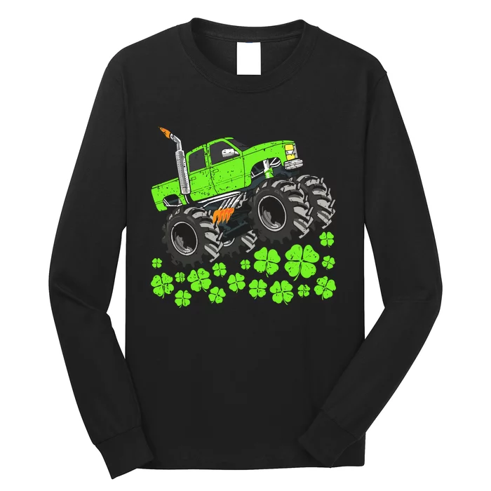 St Patricks Day Lucky Monster Truck Long Sleeve Shirt