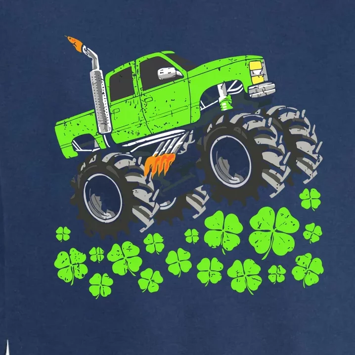 St Patricks Day Lucky Monster Truck Garment-Dyed Sweatshirt