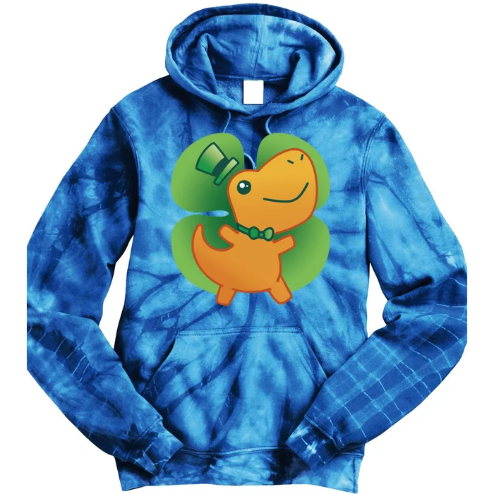 St Patrick's Day Dinosaur Gift Tie Dye Hoodie