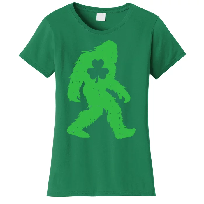 St Patricks Day Bigfoot Sasquatch Shamrock Women's T-Shirt