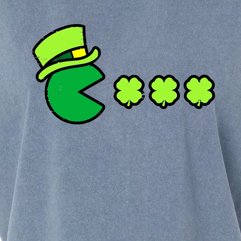 St Patricks Day Eating Shamrock Retro Gamer Garment-Dyed Women's Muscle Tee