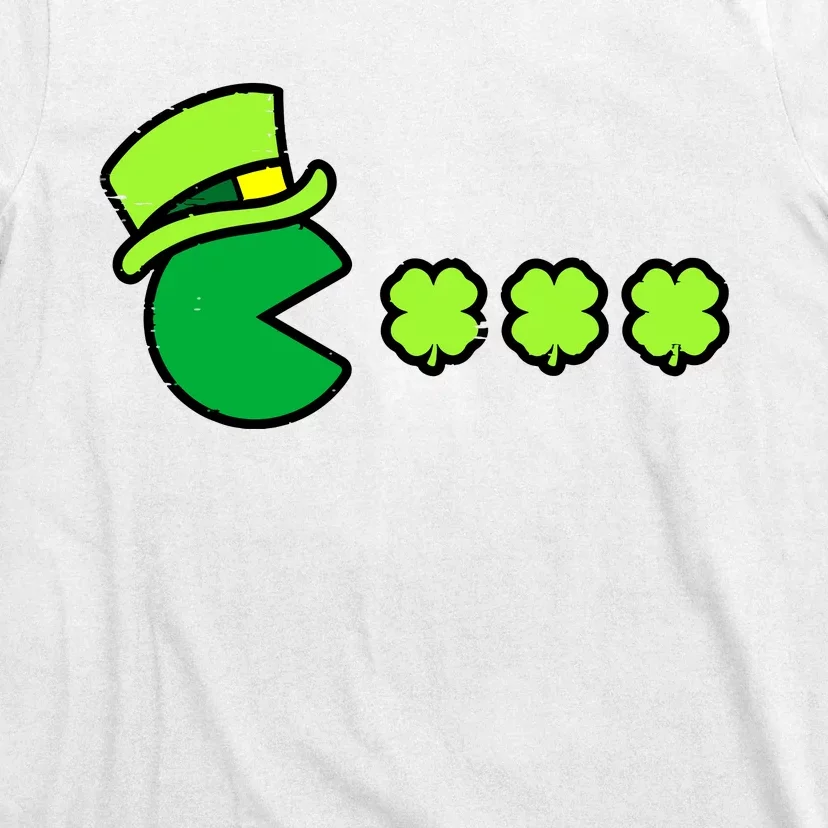 St Patricks Day Eating Shamrock Retro Gamer T-Shirt