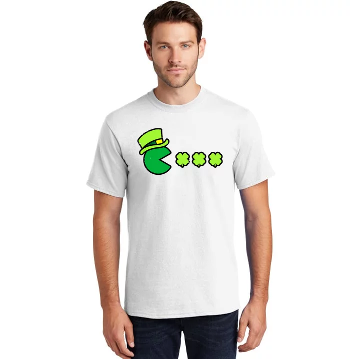 St Patricks Day Eating Shamrock Retro Gamer Tall T-Shirt