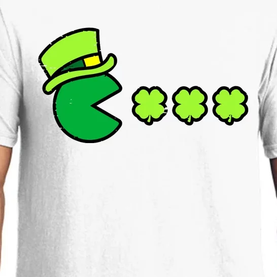 St Patricks Day Eating Shamrock Retro Gamer Pajama Set