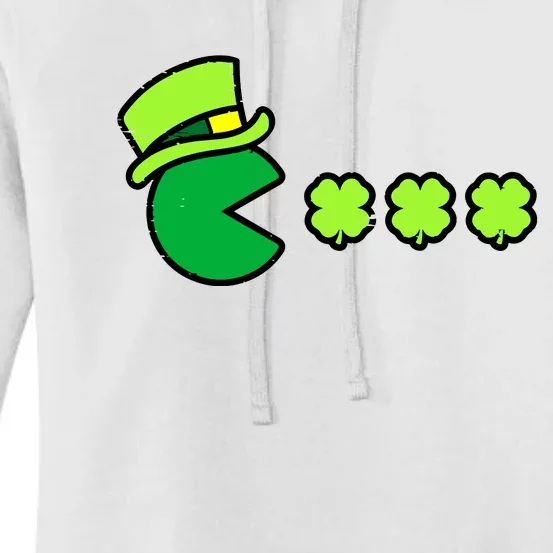 St Patricks Day Eating Shamrock Retro Gamer Women's Pullover Hoodie