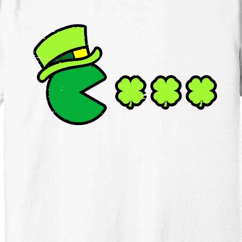 St Patricks Day Eating Shamrock Retro Gamer Premium T-Shirt