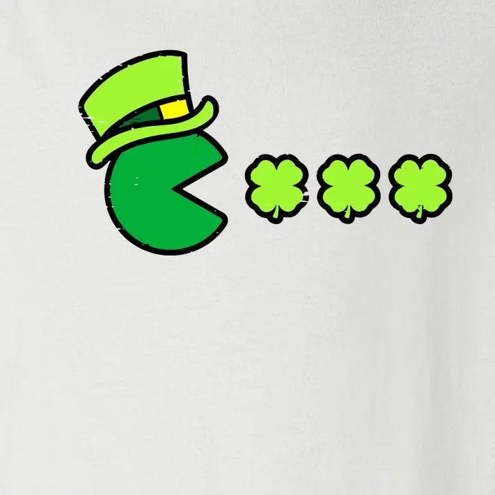 St Patricks Day Eating Shamrock Retro Gamer Toddler Long Sleeve Shirt