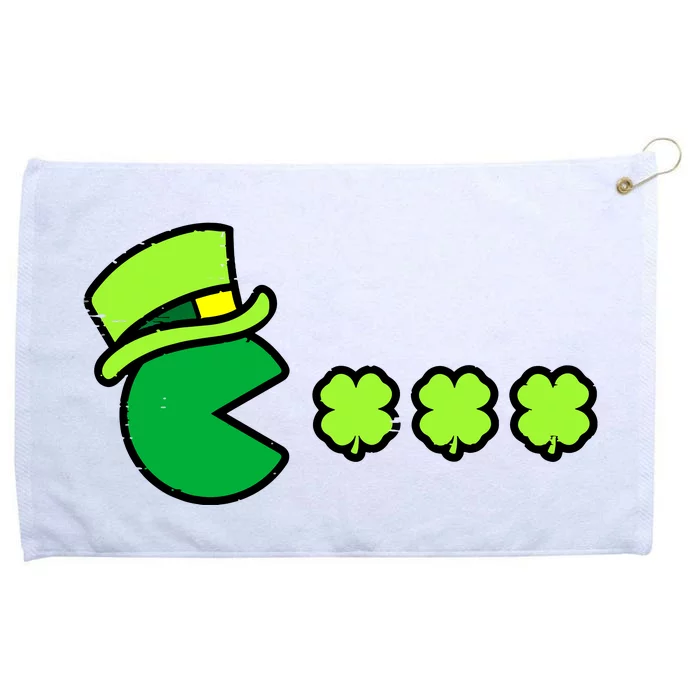 St Patricks Day Eating Shamrock Retro Gamer Grommeted Golf Towel