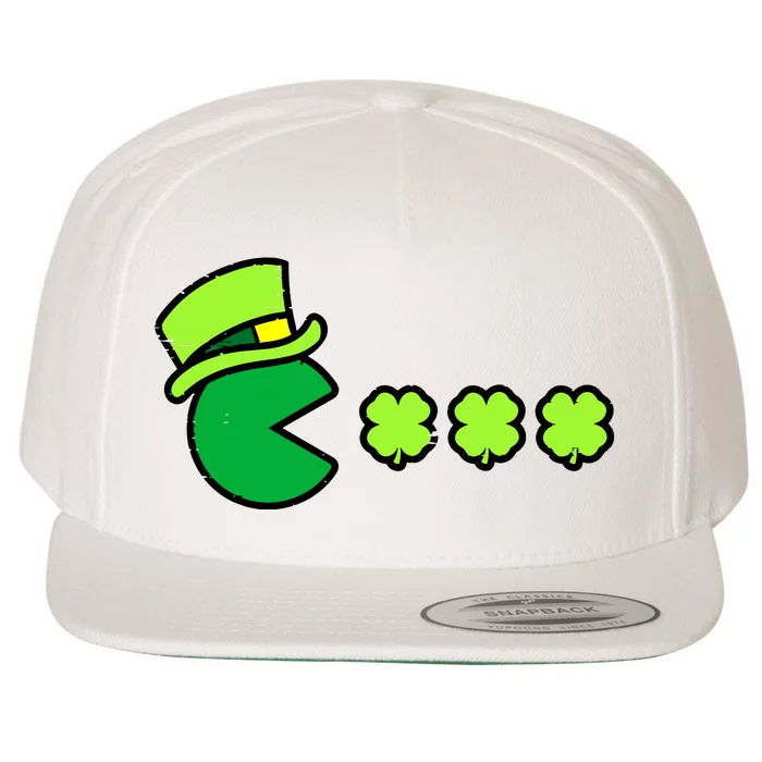 St Patricks Day Eating Shamrock Retro Gamer Wool Snapback Cap