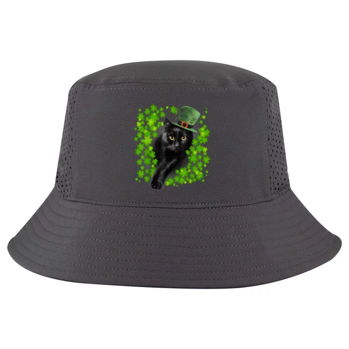 St Patrick Day Black Cat 3 Leaf Clover Kitten Lover Irish Cool Comfort Performance Bucket Hat