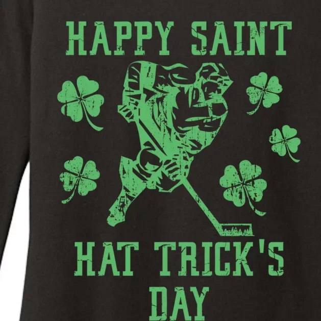 St Patricks Day Happy Saint Hat Trick's Day Funny Ice Hockey Great Gift Womens CVC Long Sleeve Shirt