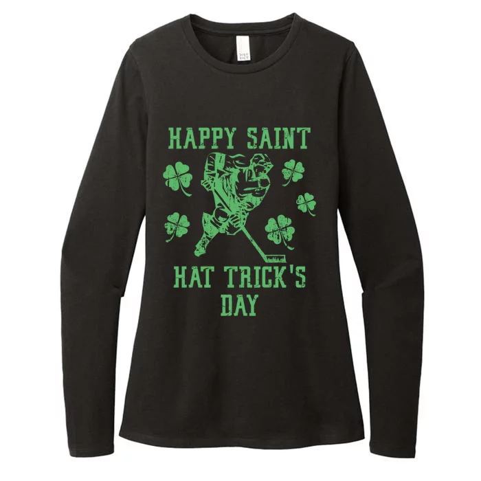 St Patricks Day Happy Saint Hat Trick's Day Funny Ice Hockey Great Gift Womens CVC Long Sleeve Shirt