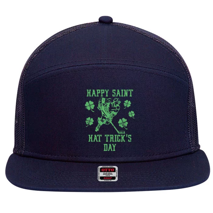 St Patricks Day Happy Saint Hat Trick's Day Funny Ice Hockey Great Gift 7 Panel Mesh Trucker Snapback Hat