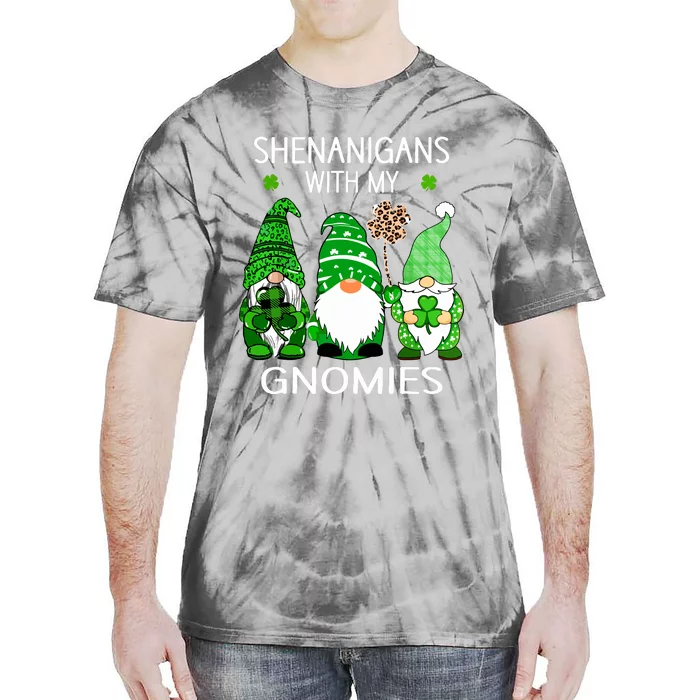 St Patricks Day Lucky Shamrock Leopard Gnomes Irish Tie-Dye T-Shirt