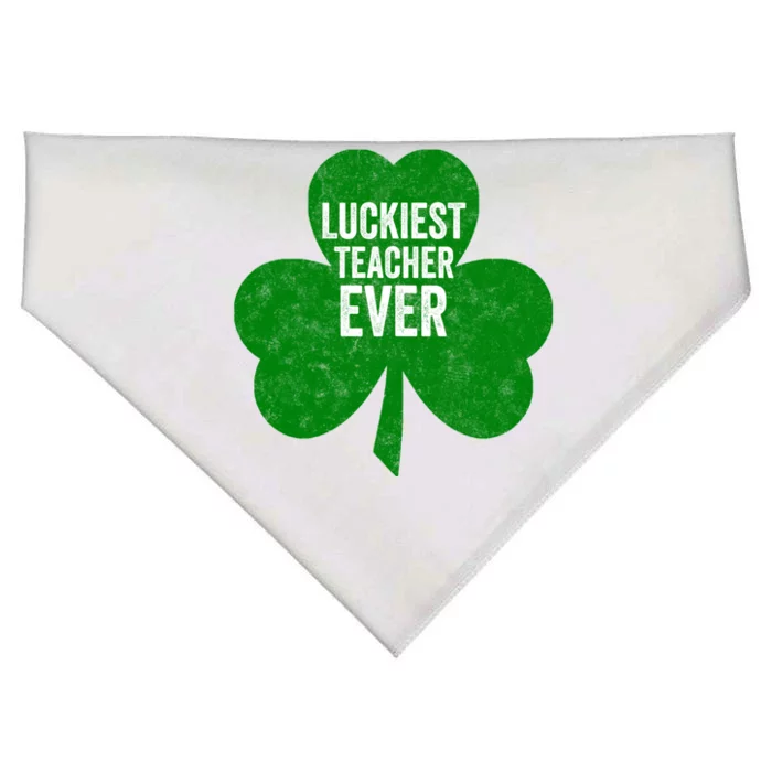 Saint Patricks Day Funny Gift Luckiest Teacher Ever Cute Gift USA-Made Doggie Bandana