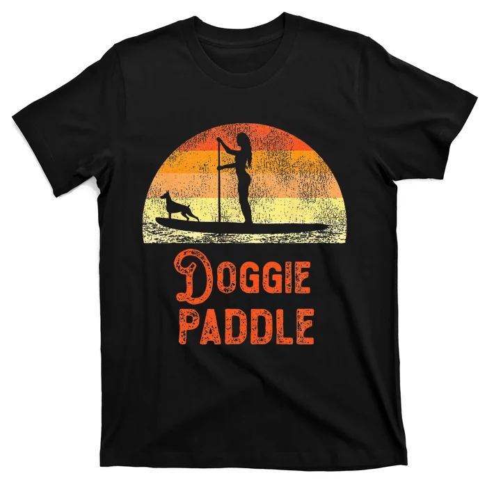 SUP Paddleboard Doggie Paddle Dog Retro Vintage T-Shirt