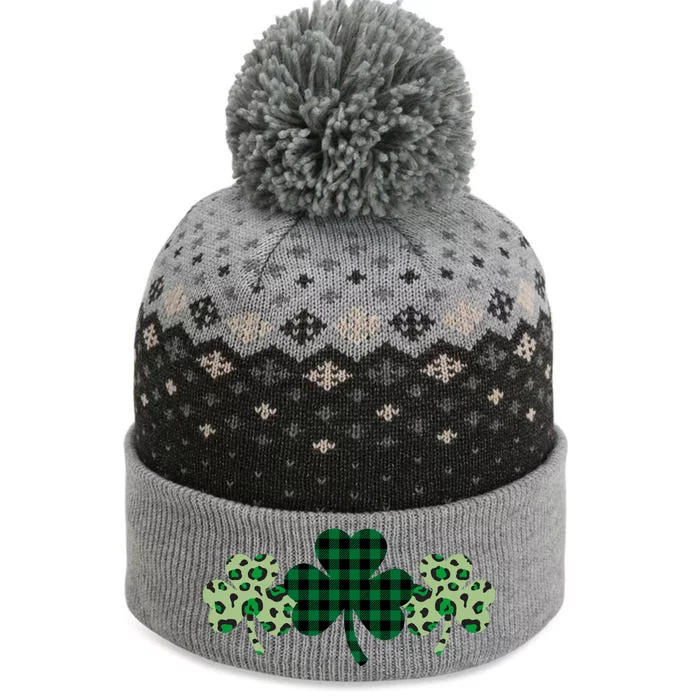 St Patricks Day Shamrock Pattern The Baniff Cuffed Pom Beanie