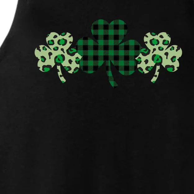 St Patricks Day Shamrock Pattern Ladies Tri-Blend Wicking Tank