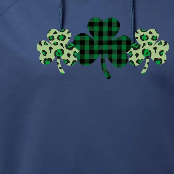 St Patricks Day Shamrock Pattern Performance Fleece Hoodie