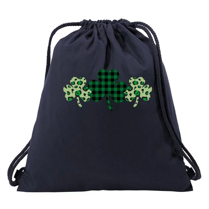 St Patricks Day Shamrock Pattern Drawstring Bag