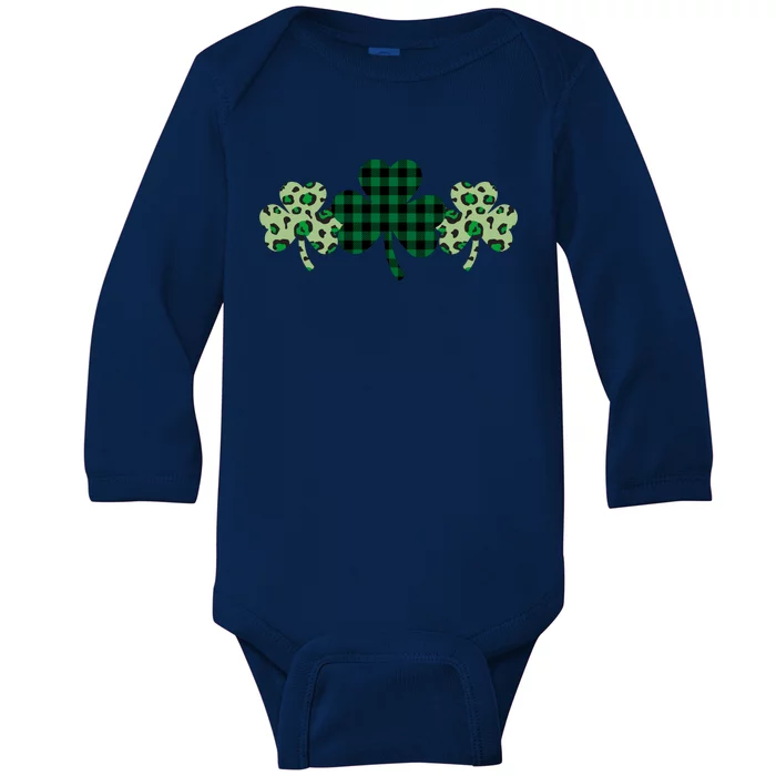 St Patricks Day Shamrock Pattern Baby Long Sleeve Bodysuit